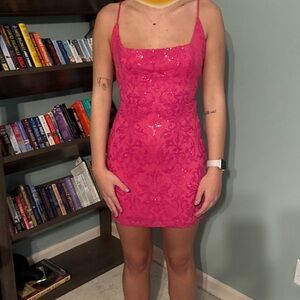 Pink Sequin Mini Dress